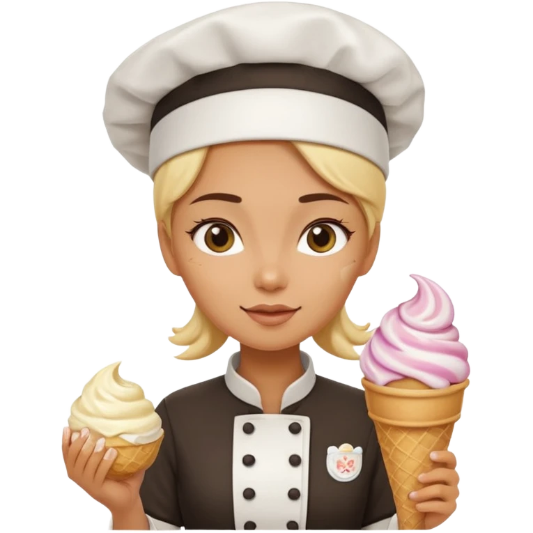 girl chef holding ice cream emoji