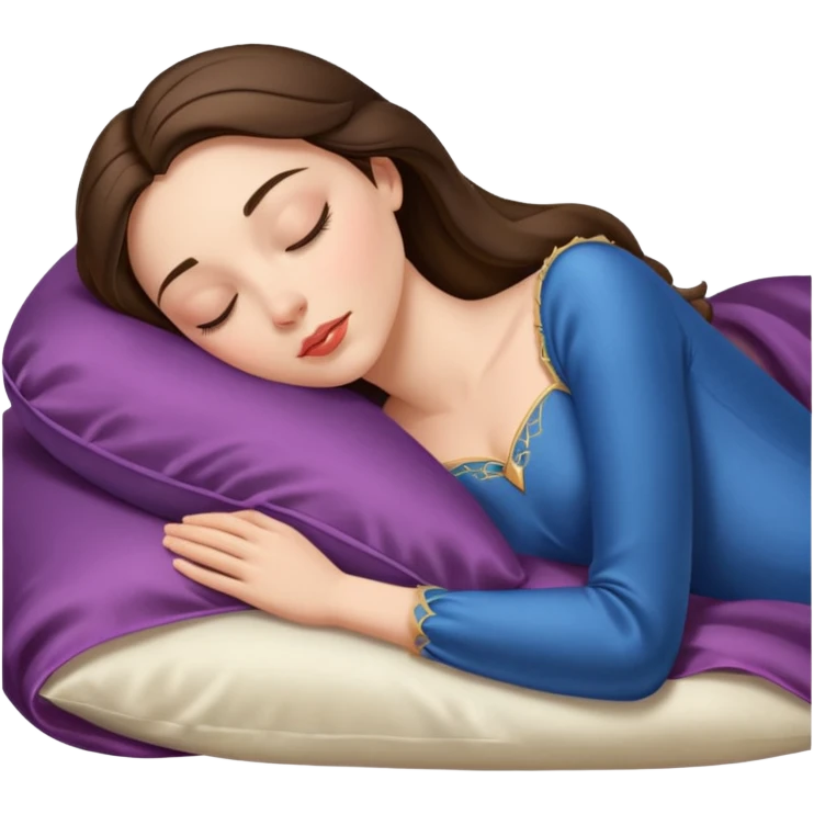 sleeping beauty brunette white girl with a silk pillow emoji