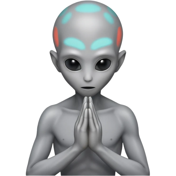 fullbody gray alien PRAYING HANDS BACKVIEW emoji