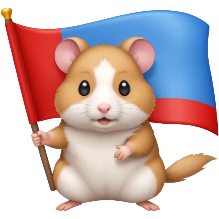 a hamster holding a white-blue-red flag emoji emoji