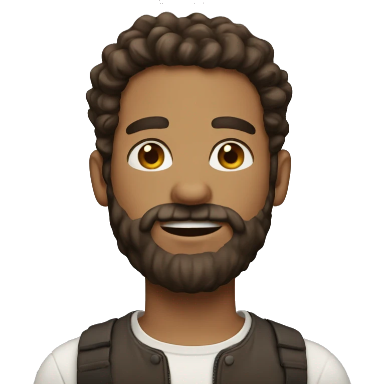 Emoji men with a beard and brown curls and fair skin emoji