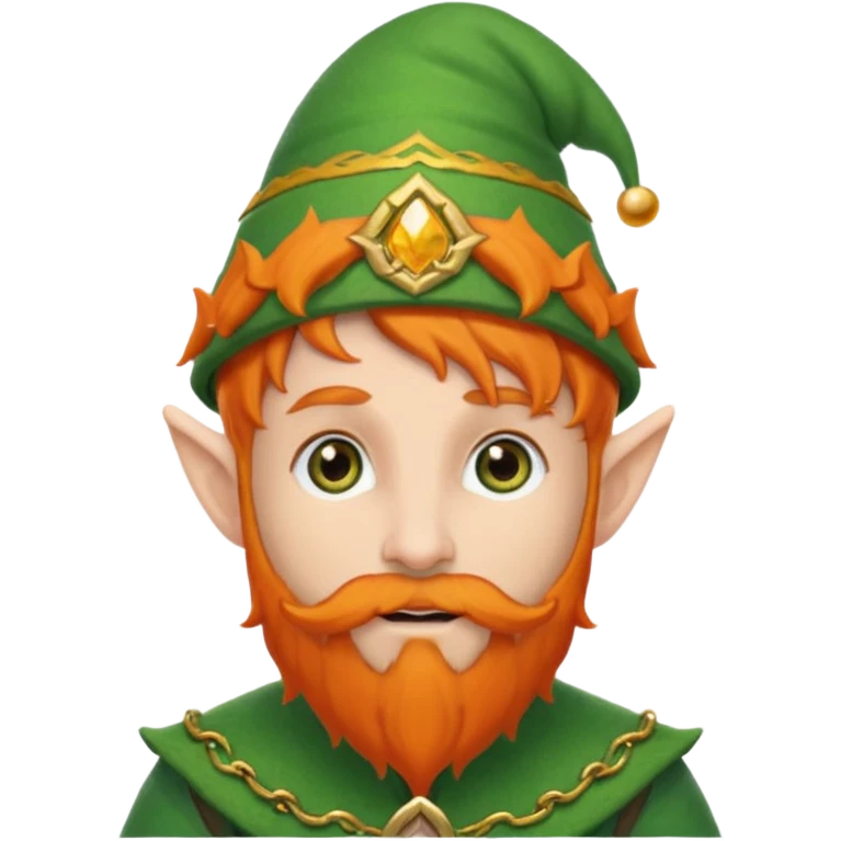 orange beard elf wear green hat emoji