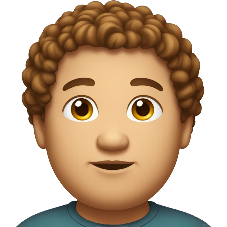 fat ma with curly brown hair and oval face emoji