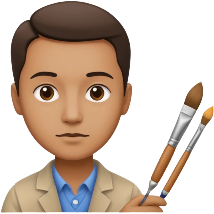 the artist paints a portrait emoji