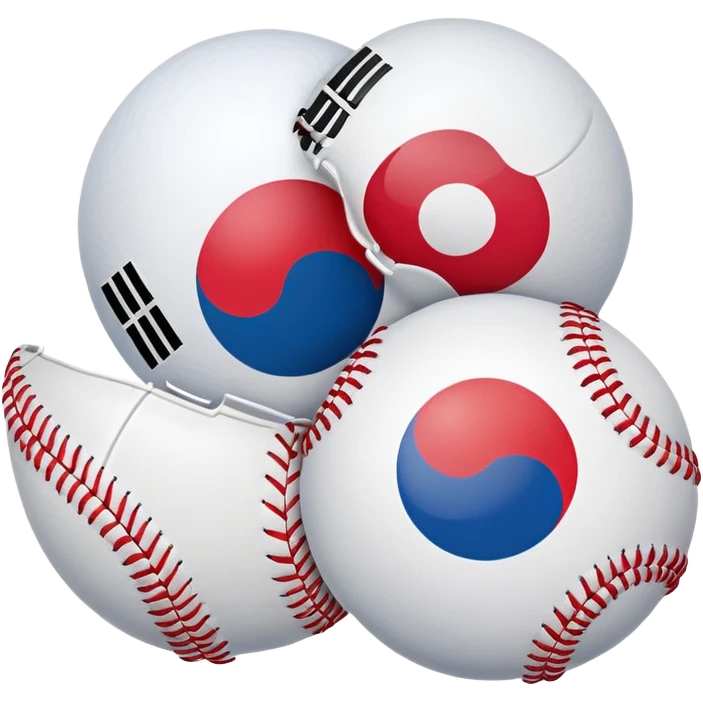 South Korean flag with two baseballs emoji