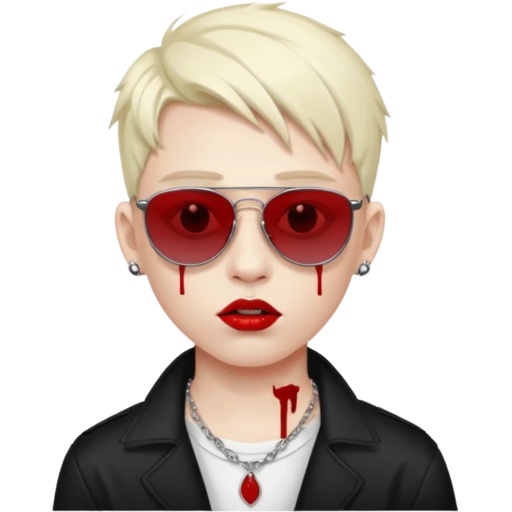 boy high fashion model with lip piercing sunglasses blood  emoji