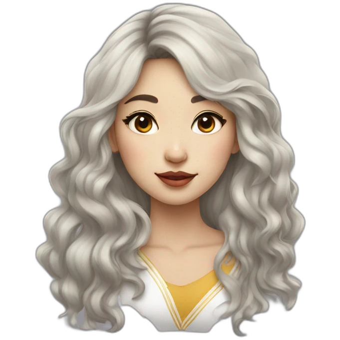 Kazakh girl with long wavy wolf cut and septum whose style was influenced by korea emoji