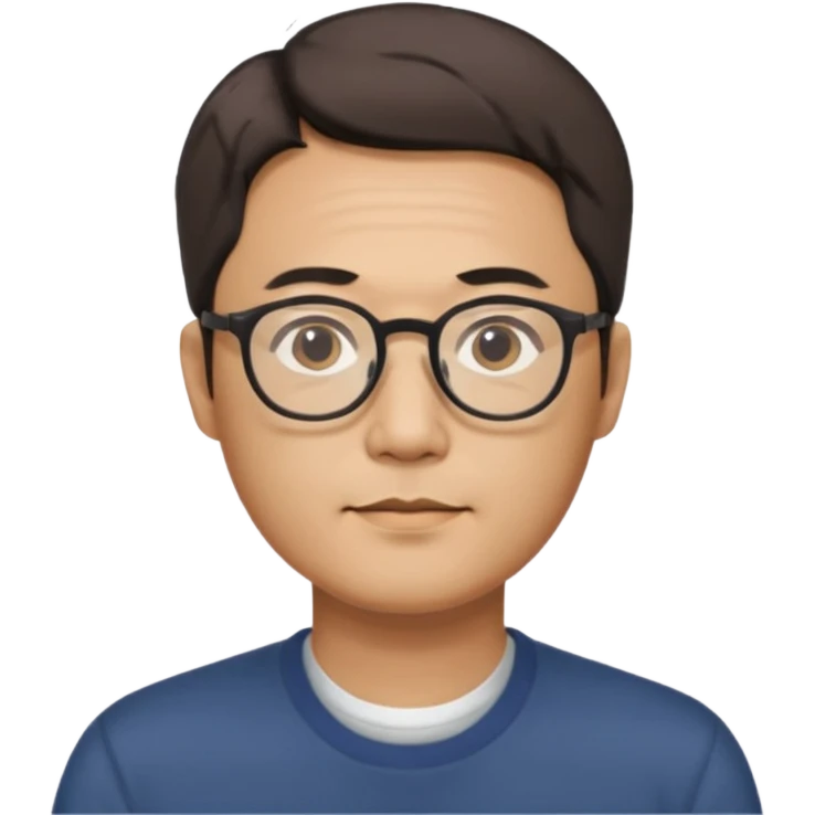 안경을 낀 40대 표준 체격의 한국인 남성, 머리가 짧음 emoji