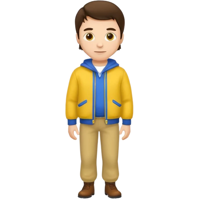 brunette man with yellow dutch clothing emoji