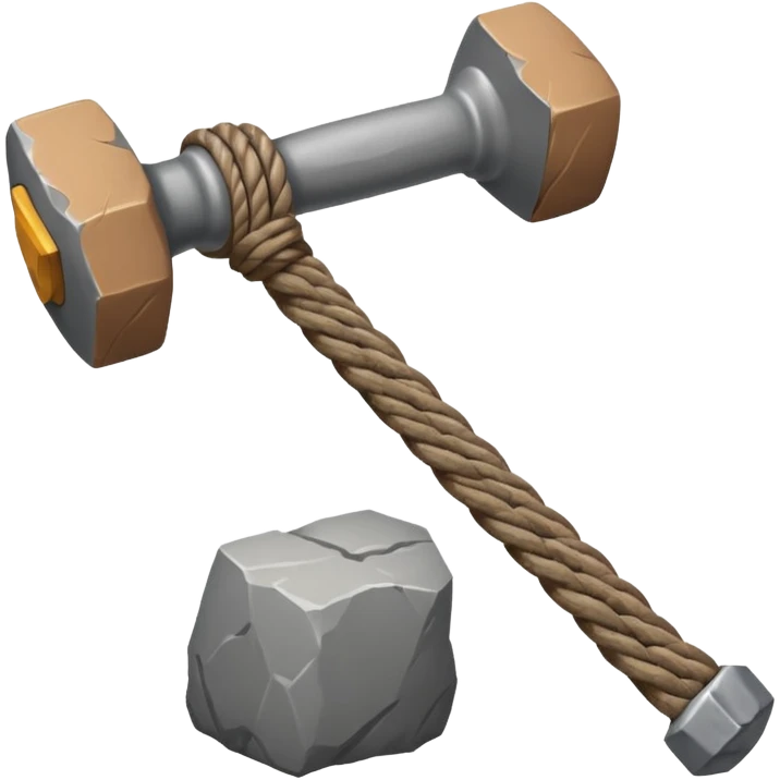 cartoon stone hammer tied with rope emoji