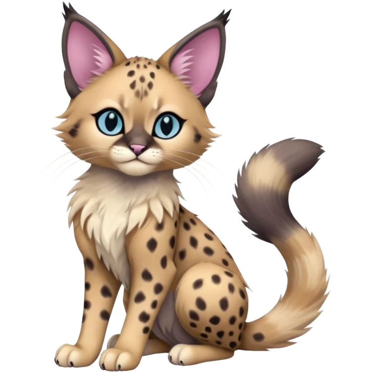 Dark Edgy Cute Pastel Ragdoll-Caracal-Cheetah-Fakémon-Lykoi-feline-hybrid (full body) emoji