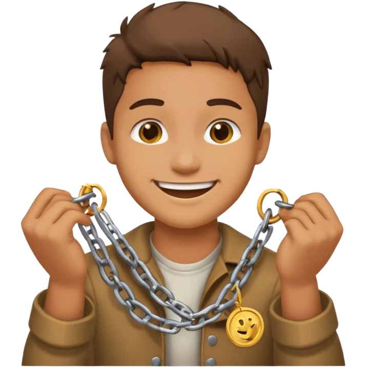 A relieved person breaking chains with a coin emoji emoji