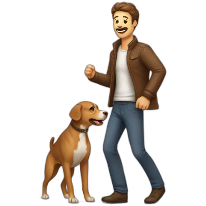 Homme qui se fait poursuivre pars un chien emoji