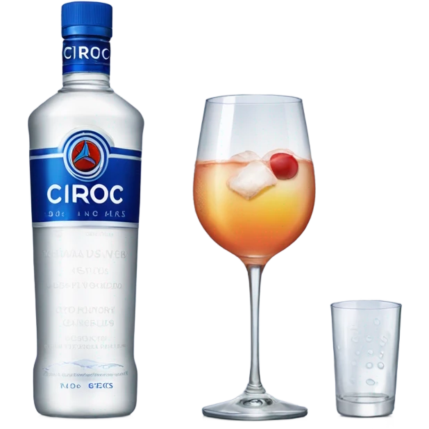 Bottle of ciroc with a glass cup emoji