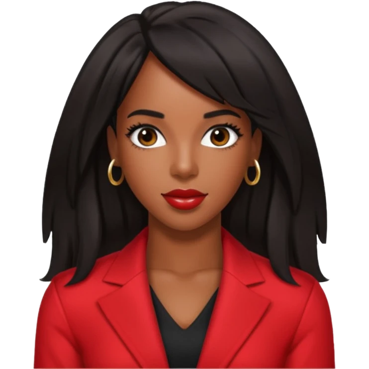 Kelly Rowland black hair, red outfit emoji