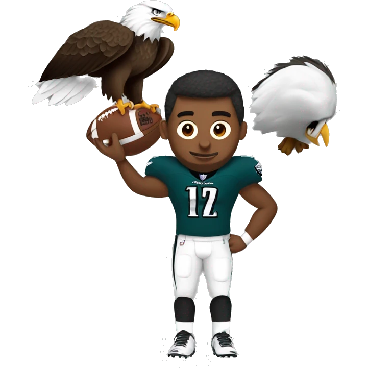 Eagles football player holding an eagle emoji