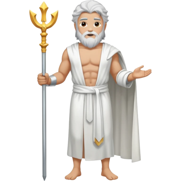 fullbody silverhair shirtless god ZEUS, white robe over shoulder, standing still emoji