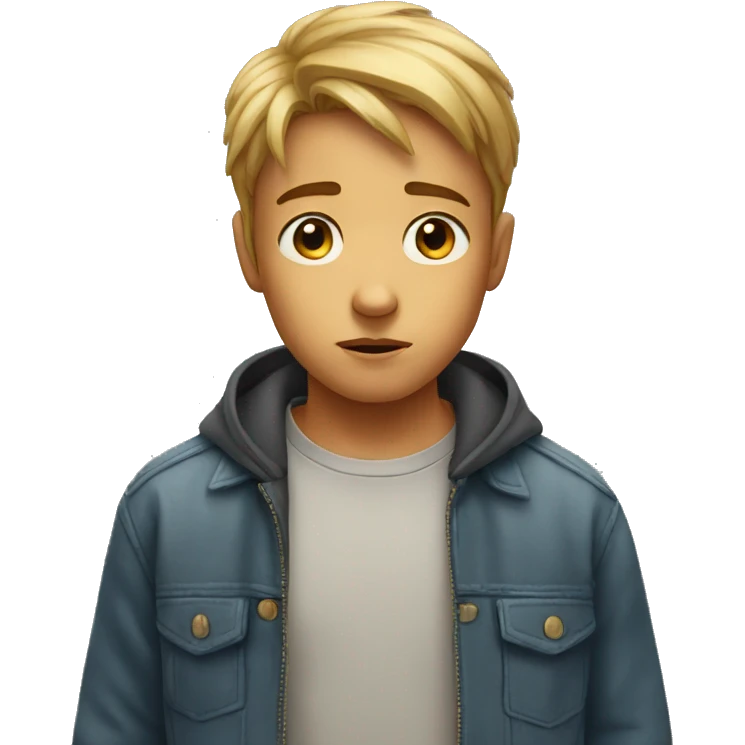 A young boy looking concerned  emoji