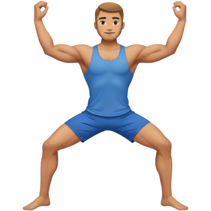 buff man blue shorts warrior-II-yoga emoji