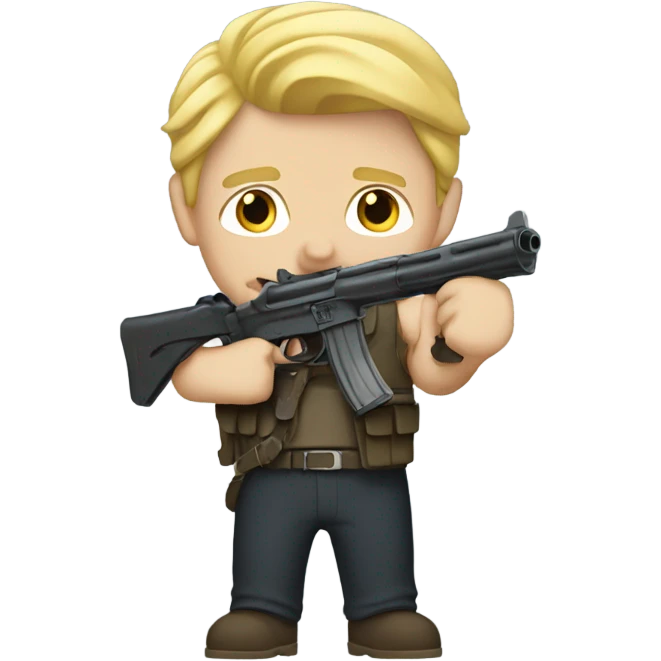 Man with blonde hair with gun emoji