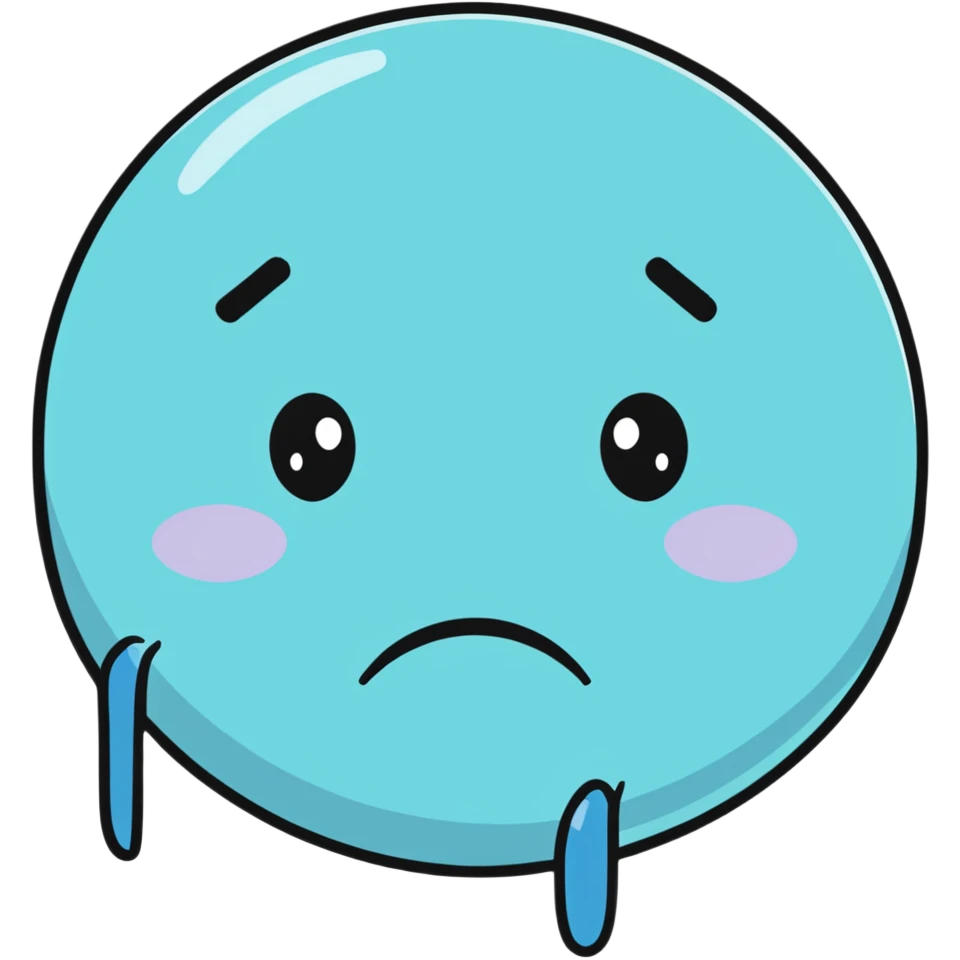 Sad crying face with tears streaming down emoji