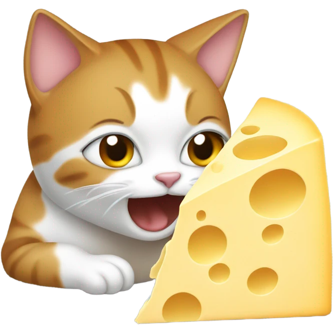 Cat eating cheese block emoji