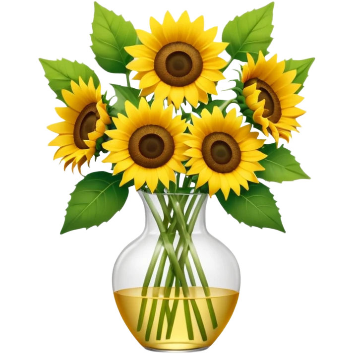 sunflower bouquet in a clear vase with scandinavian copenhagen vibe emoji