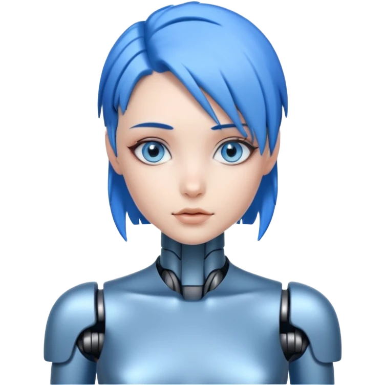 A robot girl with blue eyes and blue hair as a nude woman with bare chest  emoji