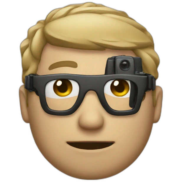 A man with camera like a face emoji