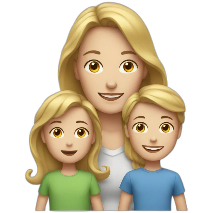 white woman with white 2 kids emoji
