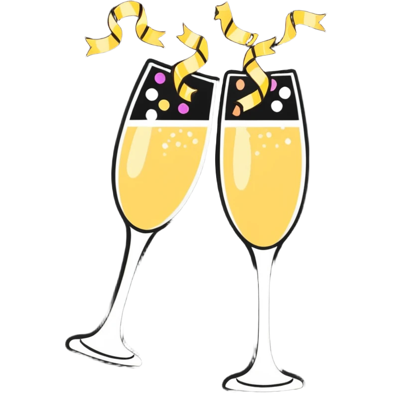 champagne toast celebration with confetti and streamers emoji