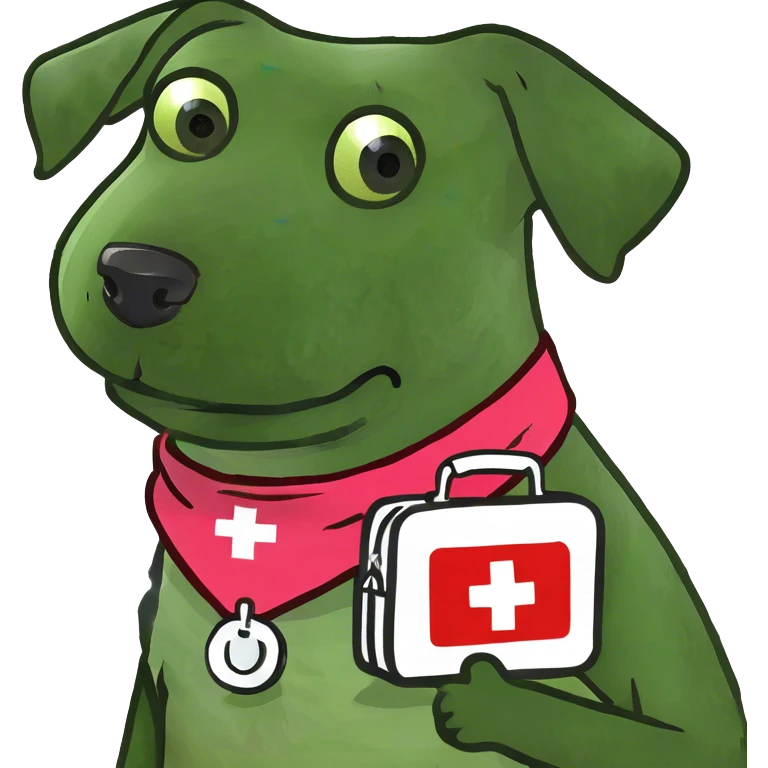 Dog carrying a first aid kit emoji