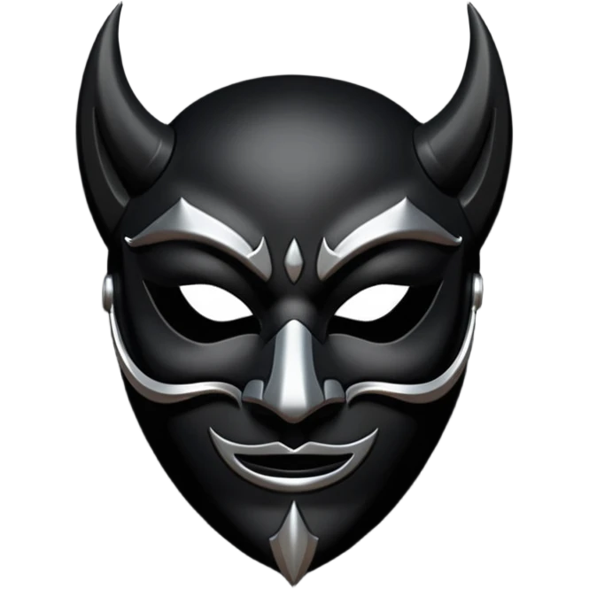 Minimal emoji, gothic mask forged from matte black leather, emotionless expression, smooth heavy surface, subtle leather texture, deep shadows, centered, bdsm slave leather mask emoji
