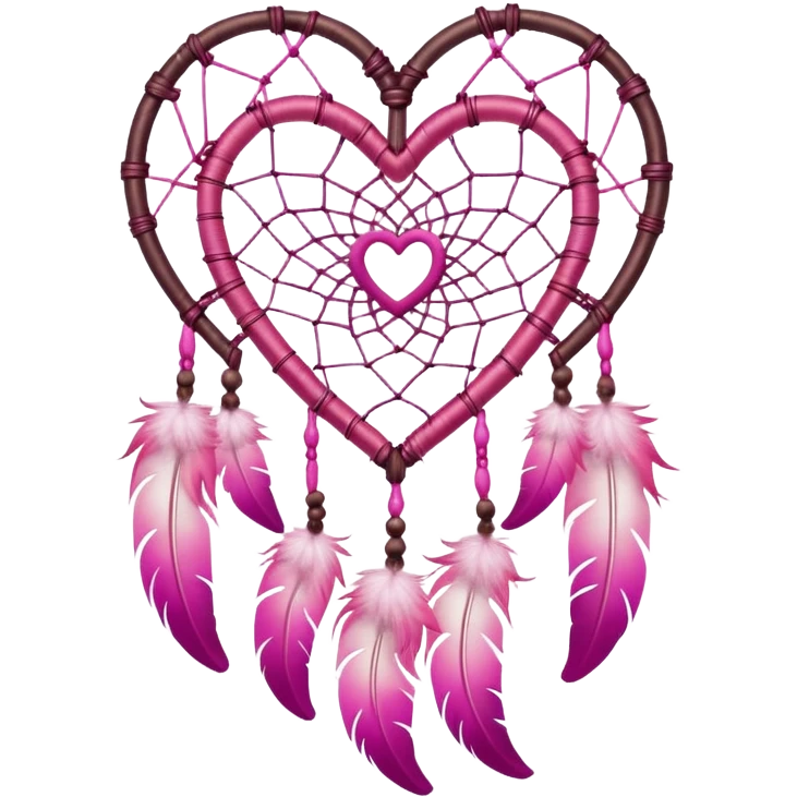 Pink ombre heart shaped dream catcher  emoji