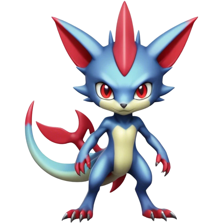 Cute Cool Edgy Shiny Futuristic Ethereal Legendary Digimon-Sneasel-Scizor-hybrid full body emoji