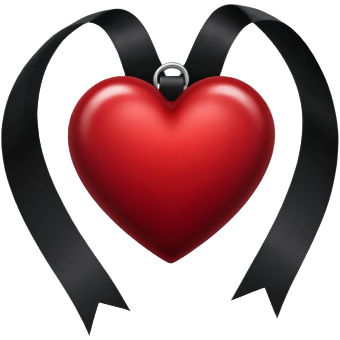 realistic gothic heart with a black velvet ribbon emoji