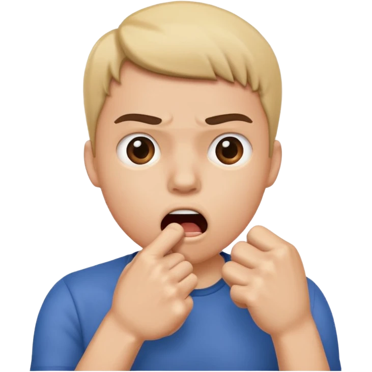 A person that is shocked/ suprised and has their hand in a fist over their mouth emoji