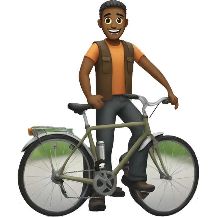 man smiling on bicycle outdoors emoji