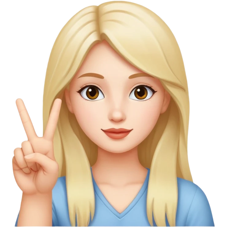 girl doing a peace sign emoji