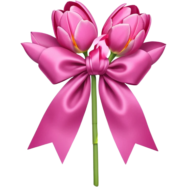 Pink tulips with a bow emoji