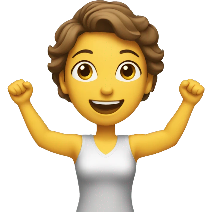 excited woman with arms raised above head emoji