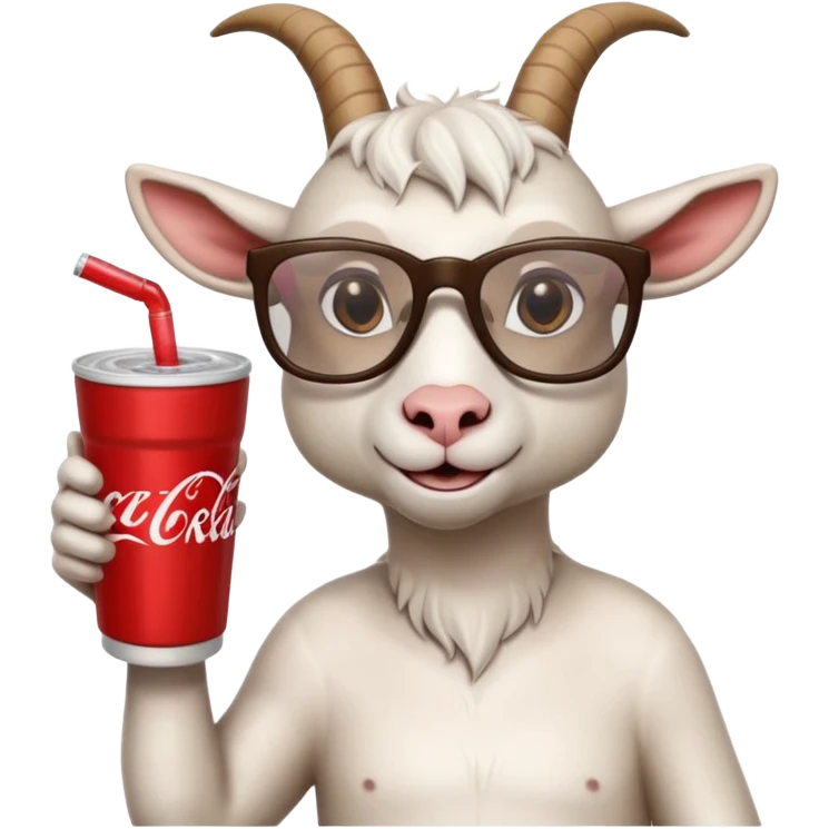Goat woth glasses drinking lean from a white double cup with a coca-cola logo emoji