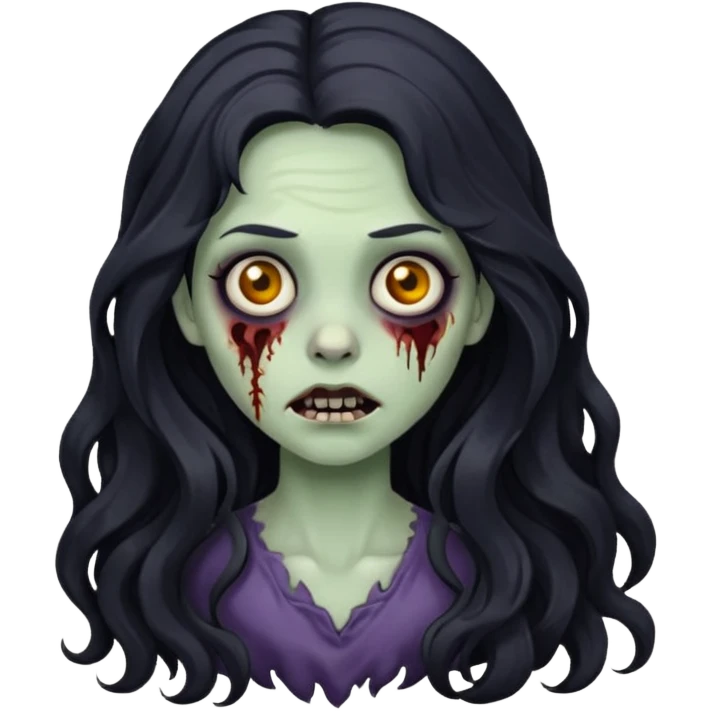 A girl zombie with long black wavy hair  emoji
