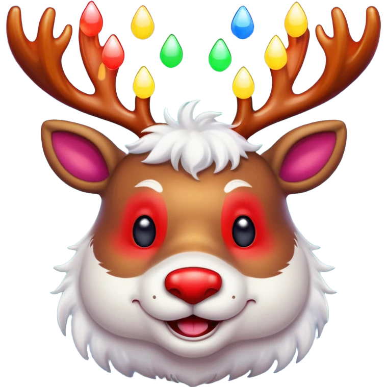 Τον Rudolf που χαμογελαει και με πολλά πολύχρωμα λαμπιόνια στα κερατάκια του emoji