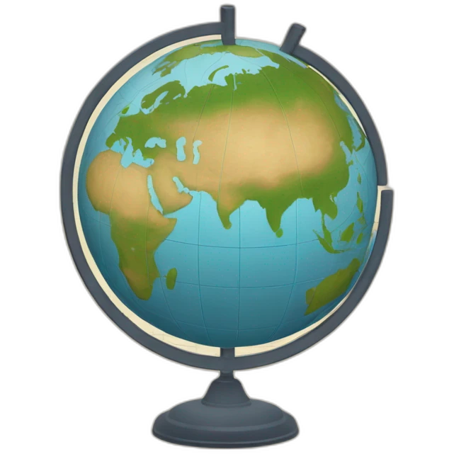 Wind rose with N,S,W,E behind the globe map emoji