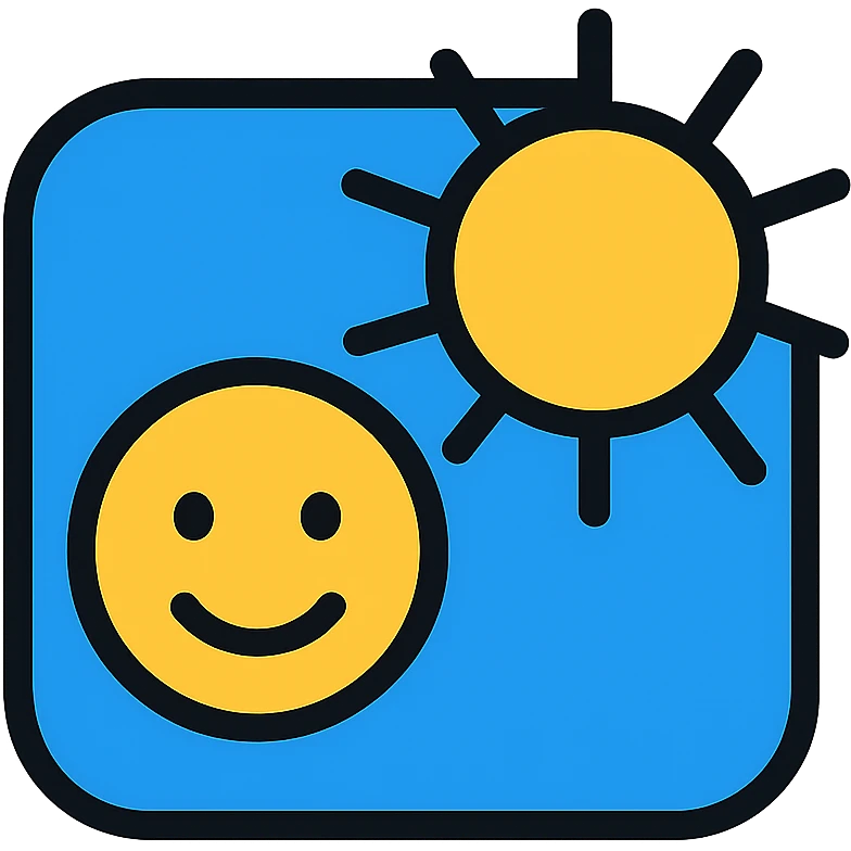 app icon for a PWA that helps users train their mind to find the positive in people and situations, vibrant color scheme emoji