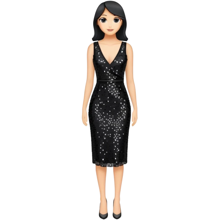 black sequin v-neck dress, isolated emoji
