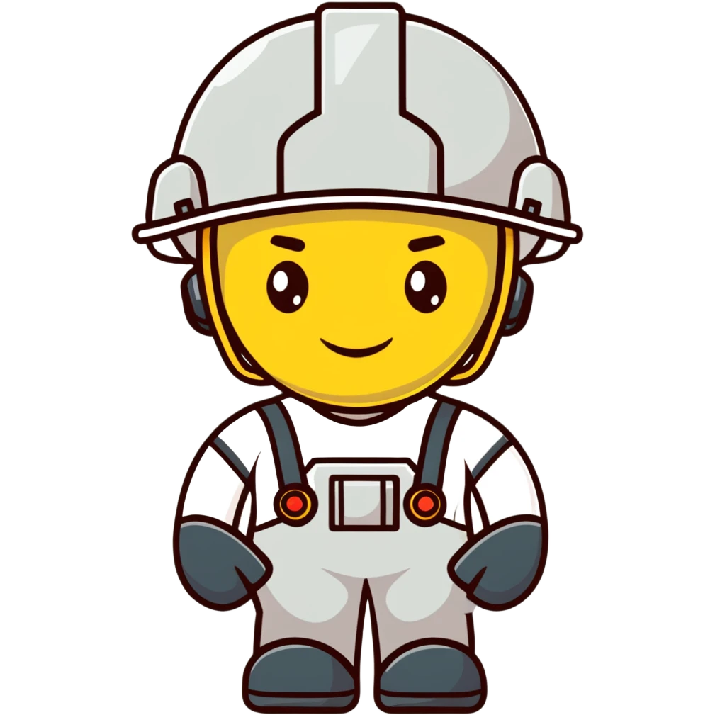 Male oil rig worker in uniform and helmet with safety gear, minimalist design with soft gradients in sky blue, teal green, white, and light gray emoji