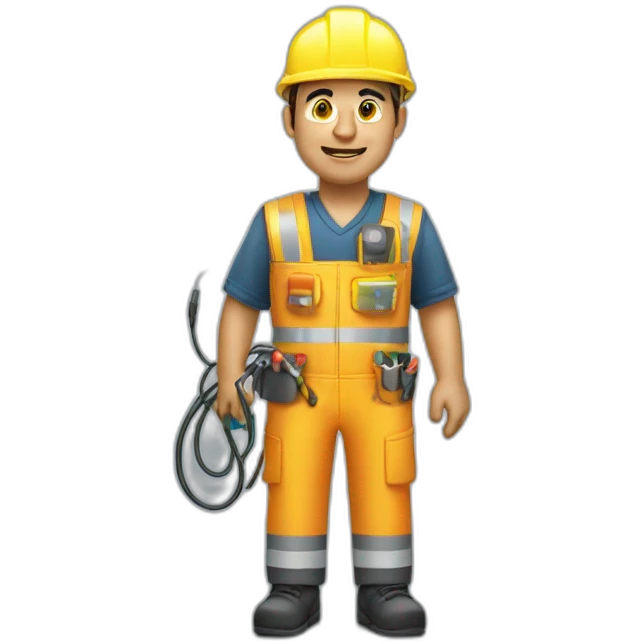 technician with fiber optic cable in one hand emoji