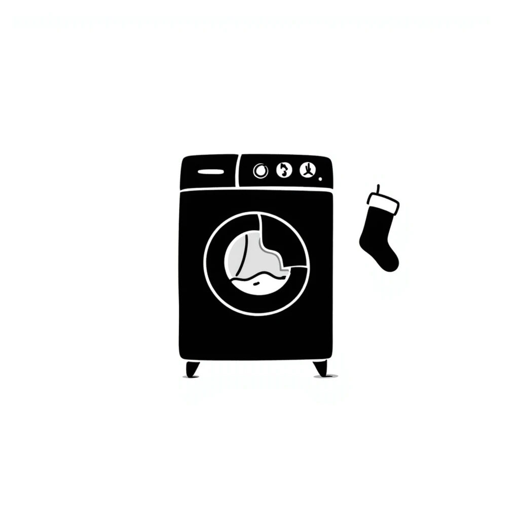 hand-drawn doodle of a washing machine, simple and playful emoji